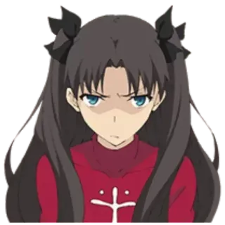 😤 d254c9d4 Rin Tohsaka Fate/stay night anime, kartun, manga, Rin Tohsaka, Fate/stay night, serius, gadis whatsapp sticker