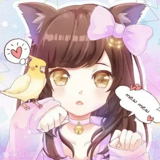 😸 d37228ac mew mew Anime, Kawaii, Gadis kucing, Burung, Parkit Australia, Imut, Meong whatsapp sticker