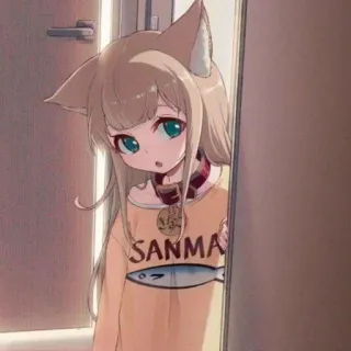 🌟 15ebc43f SANMA Chica anime, Neko, Chica gato, Sanma, Pez telegram sticker