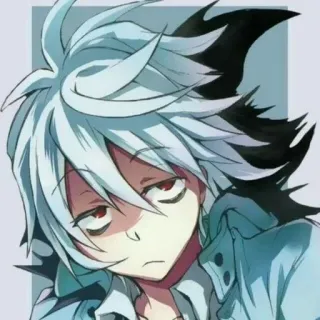 🌟 60b93a48 Anime, Manga, Pelo blanco, Ojos rojos, Personaje, Ilustración telegram sticker