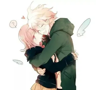 🌟 83f72a27 Nagito Komaeda Danganronpa Anime, Personaje, Kawaii, Lindo, Pareja, Abrazo telegram sticker
