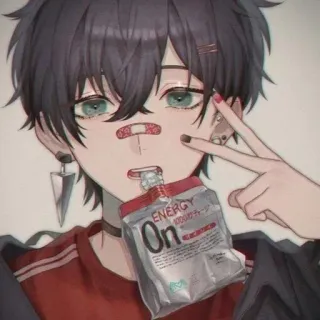 🌟 a38a4360 Energy On Anime, Manga, Chico, Bebida energética, Vendaje, Pendientes, Gargantilla telegram sticker