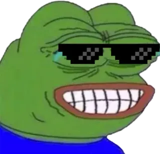 😎 5d387307 Pepe the Frog Pepe la rana, Meme, Meme di internet, Cartone animato, Rana, Occhiali da sole, Occhiali pixelati telegram sticker
