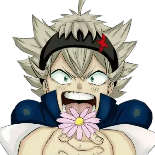 🌸 f0a6639d Asta Black Clover อนิเมะ, มังงะ, แอสต้า, แบล็กโคลเวอร์, ดอกไม้, ยิ้ม telegram sticker