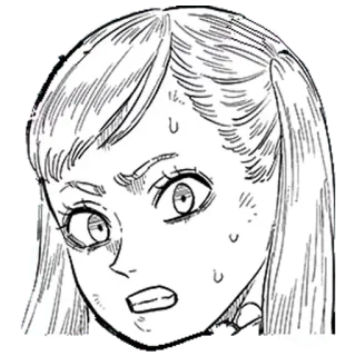 😓 f21b2045 Mimosa Vermillion Black Clover อนิเมะ, มังงะ, แบล็กโคลเวอร์, มิโมซ่า เวอร์มิเลี่ยน, ตัวละคร, กังวล, สีหน้า telegram sticker