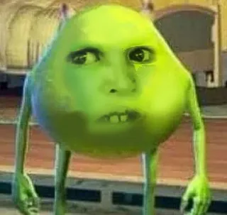 🌚 a1d6a127 Mike Wazowski Monsters, Inc. Mike Wazowski, Monsters, Inc., Meme, Grappig, Monster, Parodie telegram sticker