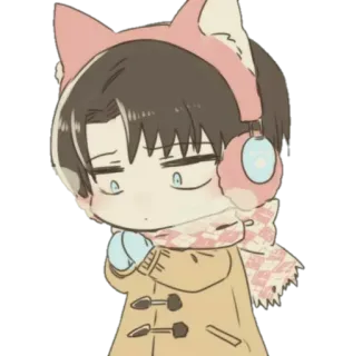 🥶 bb9f9d2a Levi Ackerman Attack on Titan anime, chibi, levi, attack on titan, süß, charakter telegram sticker