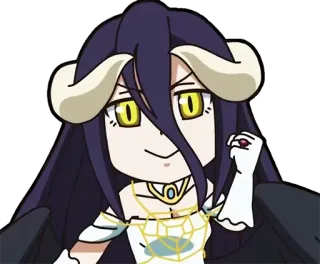 😏 1acd48a1 Albedo Overlord Anime, Demon, Chibi, Hoorns, Overlord, Albedo whatsapp sticker
