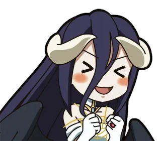 😆 5795afa4 Albedo Overlord Anime, Cartoon, Chibi, Demon, Schattig, Fanart whatsapp sticker