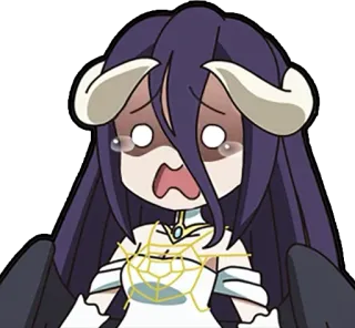 😢 692bf8a7 Albedo Overlord Anime, Cartoon, Verdrietig, Huilend, Albedo, Overlord whatsapp sticker