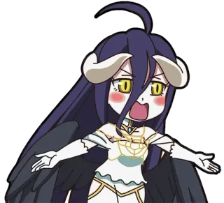 🤗 7c2642f3 Albedo Overlord Anime, Demon, Vrouwelijk, Chibi, Sticker, Fanart whatsapp sticker
