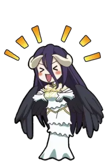 ✨ d4c8538e Albedo Overlord Anime, Chibi, Vrouwelijk, Demon, Vleugels, Schattig whatsapp sticker