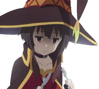 😞 88b376b6 Megumin Konosuba anime, megumin, konosuba, cute, eating telegram sticker