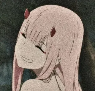 🤔 0deb12aa Zero Two Darling in the Franxx Anime, Zero Two, Darling in the Franxx, roze haar, horens telegram sticker