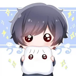 🥺 741de8b4 うるうる Anime, Schattig, Kawaii, Chibi, Cartoon, Jongen telegram sticker