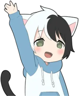 👋 9cdc6e81 Anime, Kat, Kawaii, Schattig, Cartoon, Zwaaien telegram sticker