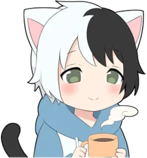 ☕️ a1819688 Anime, Kat, Kawaii, Schattig, Manga, Personage, Koffie telegram sticker