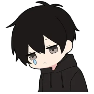 🖤 af82503e Anime, Verdrietig, Huilend, Kawaii, Chibi, Cartoon, Manga telegram sticker