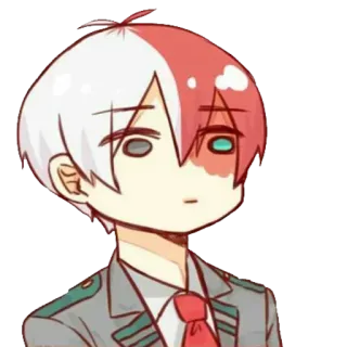 😐 b98dcec2 Shoto Todoroki My Hero Academia anime, jongen, rood haar, wit haar, half en half, Todoroki telegram sticker