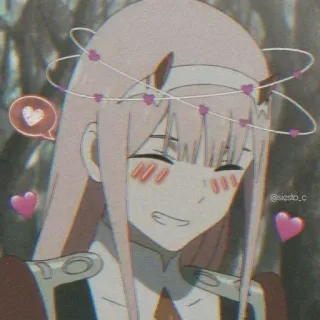 🖤 be20ed38 Zero Two Darling in the Franxx Anime, Zero Two, Darling in the Franxx, Harten, Leuk, Kawaii telegram sticker