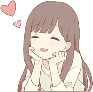 ☺️ c8ac518a Anime meisje, Cartoon, Harten, Leuk, Blij, Lachend telegram sticker