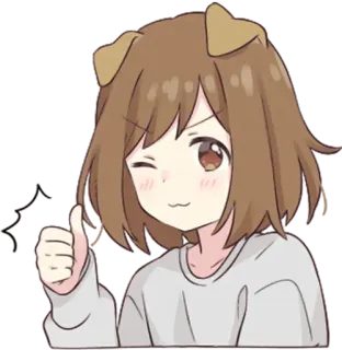 👍 eb5c5dd8 Anime, Cartoon, Hondenoren, Schattig, Duim omhoog, Knipoog telegram sticker