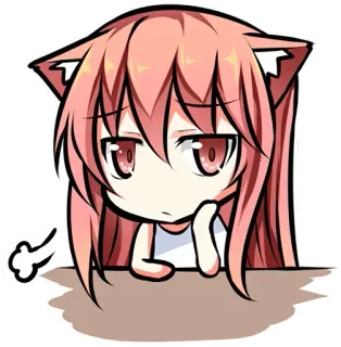 😒 98579c44 Anime, Chica gato, Chibi, Lindo, Manga, Kawaii, Sticker telegram sticker