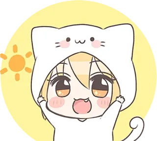 ☀️ c61954c6 Anime, Dibujos animados, Kawaii, Gato, Lindo, Feliz telegram sticker