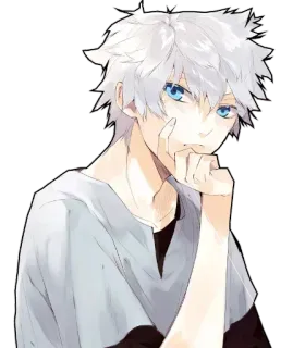 🤔 2ea1a922 Anime, Manga, Garçon, Cheveux Blancs, Yeux Bleus, Mignon, Jeunesse telegram sticker