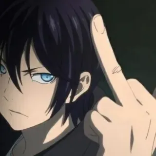🖕 785b3041 Yato Noragami Anime, Dedo corazón, Ofensivo, Dibujo animado, Yato, Noragami telegram sticker