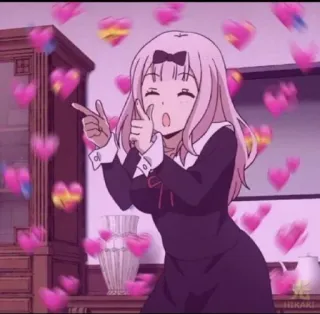 ❤️ 17b55019 Chika Fujiwara Kaguya-sama: Love Is War 애니메이션, 치카, 카구야님은告らせたい, 하트, 귀여운, 사랑 telegram sticker