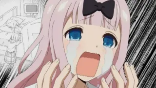 😭 7fbe766e Chika Fujiwara Kaguya-sama: Love Is War 애니메이션, 울음, 카와이, 분홍 머리, 치카, 카구야 님은 고백받고 싶어, 표정 telegram sticker