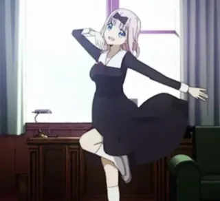 💃 feabddf2 Chika Fujiwara Kaguya-sama: Love Is War 애니메이션, 후지와라 치카, 카구야 님은 고백받고 싶어, 춤, 만화, 소녀 telegram sticker