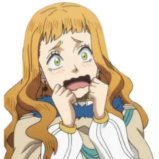 😰 2d447d05 Mimosa Vermillion Black Clover Anime, verängstigt, geschockt, besorgt, orange Haare, Mimosa Vermillion, Black Clover telegram sticker