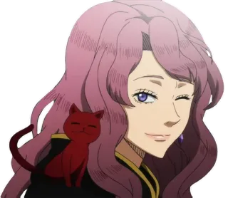 😉 e451ea14 Dorothy Unsworth Black Clover Anime, Dorothy Unsworth, Black Clover, Frau, Rote Katze, Zwinkern, Magischer Ritter telegram sticker