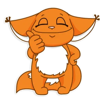 👍 07f6d2d8 животное, мультфильм, лиса, милый, оранжевый, талисман, персонаж whatsapp sticker