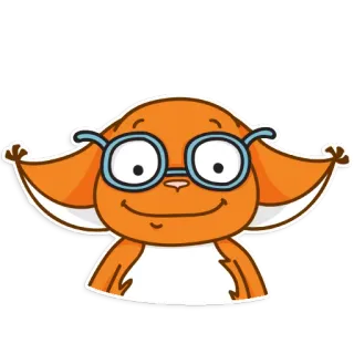 😏 61fc9b68 Мультфильм, Животное, Очки, Оранжевый, Милый whatsapp sticker