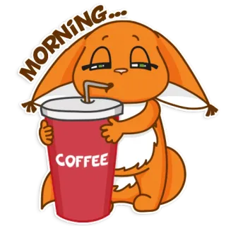 ☕ 6f6ecae0 MORNING... COFFEE кофе, утро, животное, милый, напиток, мультфильм whatsapp sticker