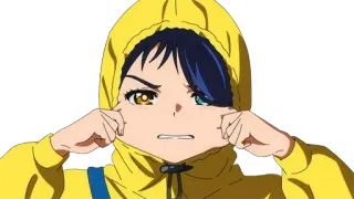 🤪 87187258 Ai Ohto Wonder Egg Priority Anime, Kartun, Kuning, Gadis, Serius, Potret whatsapp sticker