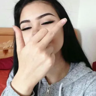 🖕 000e197d 가운데 손가락, 제스처, 모욕적, 여자, 사람 telegram sticker