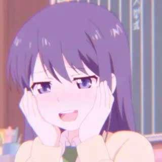 🍰 9b0551cd Anime, Ragazza, Carina, Cartone animato, Personaggio, Capelli viola, Felice, Scuola whatsapp sticker