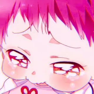 🍰 e5e10b42 anime, piangere, triste, bambino, capelli rosa, cartone animato whatsapp sticker