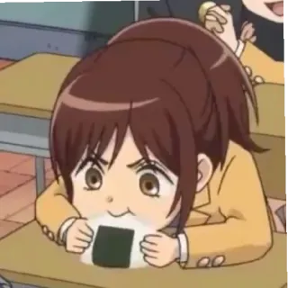 🥪 924b53dc Sasha Braus Attack on Titan Anime, Manga, Chibi, Sasha Braus, Ataque a los Titanes, Onigiri, Lindo telegram sticker