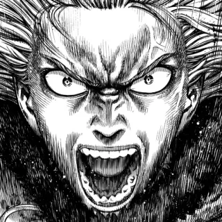 ⚔ 9572b8e1 Manga, Boos, Schreeuw, Expressie, Zwart-wit, Anime telegram sticker