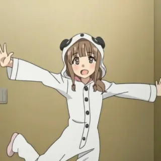 🪜 c7f2f9cf anime girl, panda, pajamas, cute, kawaii, happy telegram sticker