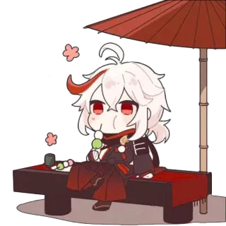 ๐ก 00ada575 Kaedehara Kazuha Genshin Impact anime, video game, chibi, cute, kawaii whatsapp sticker