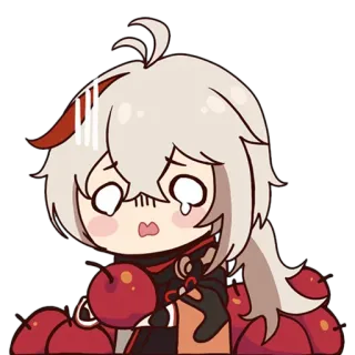 ๐ฑ afa419bd Kaedehara Kazuha Genshin Impact anime, chibi, Kazuha, Genshin Impact, character, sad, crying, anime character whatsapp sticker