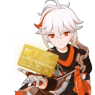 ๐ณ eac74ed9 Kaedehara Kazuha Genshin Impact 1234 5678 9012 3456
0000
CARDHOLDER NAME
01/15 anime, genshin impact, kazuha, credit card whatsapp sticker