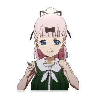 😋 20d73495 Chika Fujiwara Kaguya-sama: Love Is War anime, eating, girl, kawaii, cartoon telegram sticker