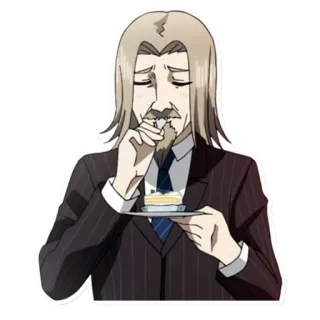 🍰 9f2acdc7 man, eating, cake, suit, tie, formal telegram sticker
